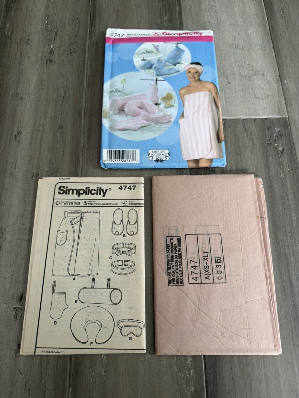 Vintage 2004 Simplicity 4747 Bath Wrap & Accessories Pattern Sewing DIY
